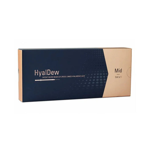HyalDew Mid packaging box on a white background
