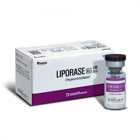 Liporase Hyaluronidase vial and packaging with Daejeon Pharm logo on a white background