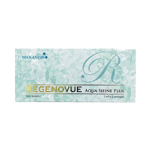 Neogenesis Regenovue Aqua Shine Plus packaging on a white background