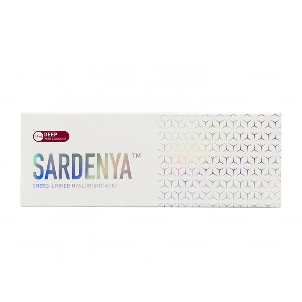 Sardenya Deep packaging with colorful geometric pattern on a white background