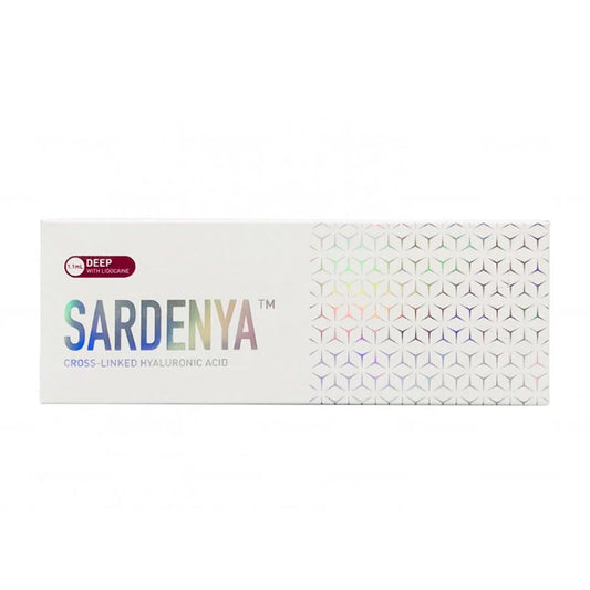 Sardenya Deep packaging with colorful geometric pattern on a white background