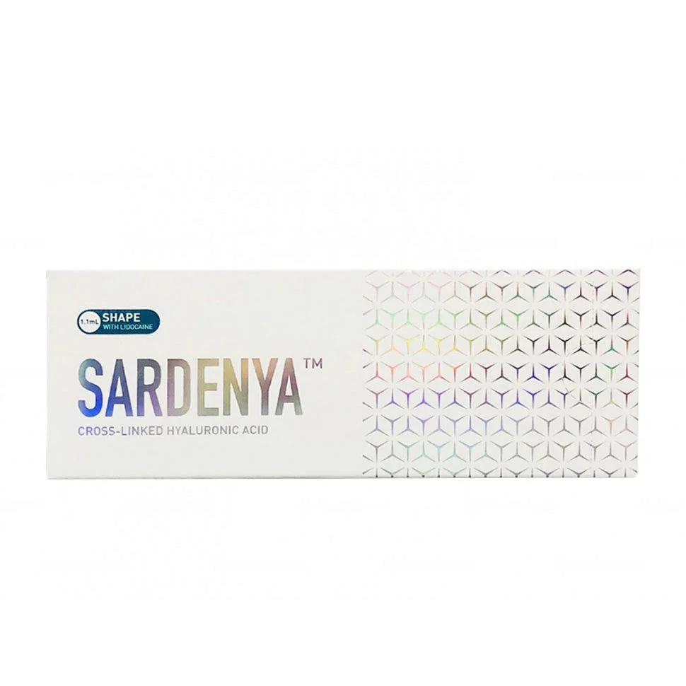 Sardenya Shape packaging with geometric pattern on a white background