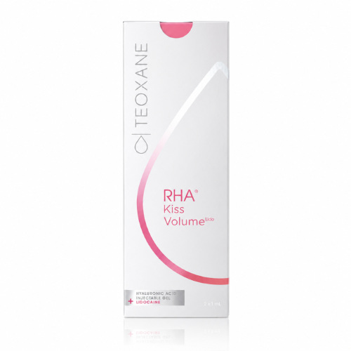 Teosyal RHA Kiss Volume Lidocaine product packaging on a white background